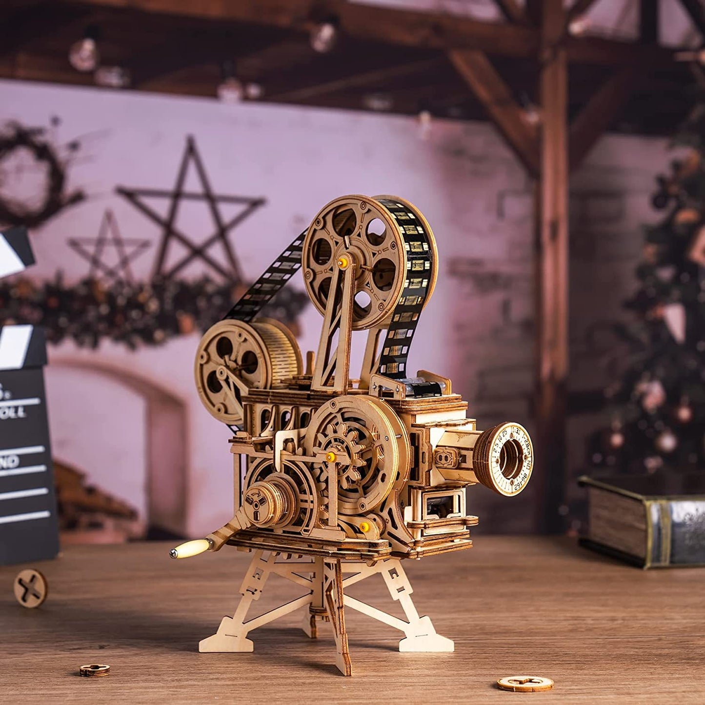 ROKR 3D Wooden Puzzle Vitascope Mechanical Building Kit Movie Projector