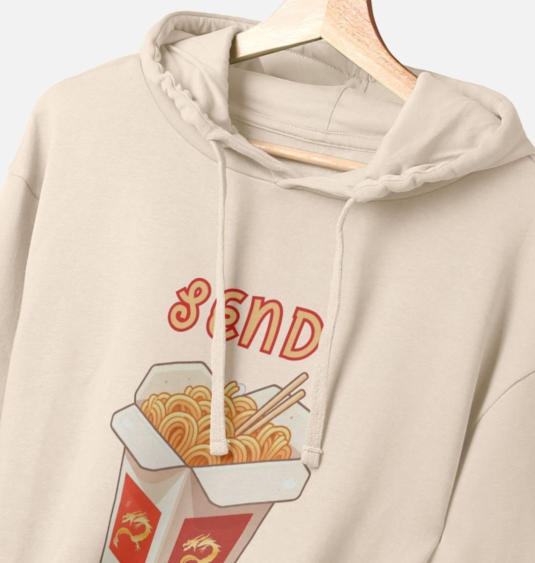 Noodle Around in Style in this 'Send Noods' Organic Cotton Hoodie for Men: A Playful Pun