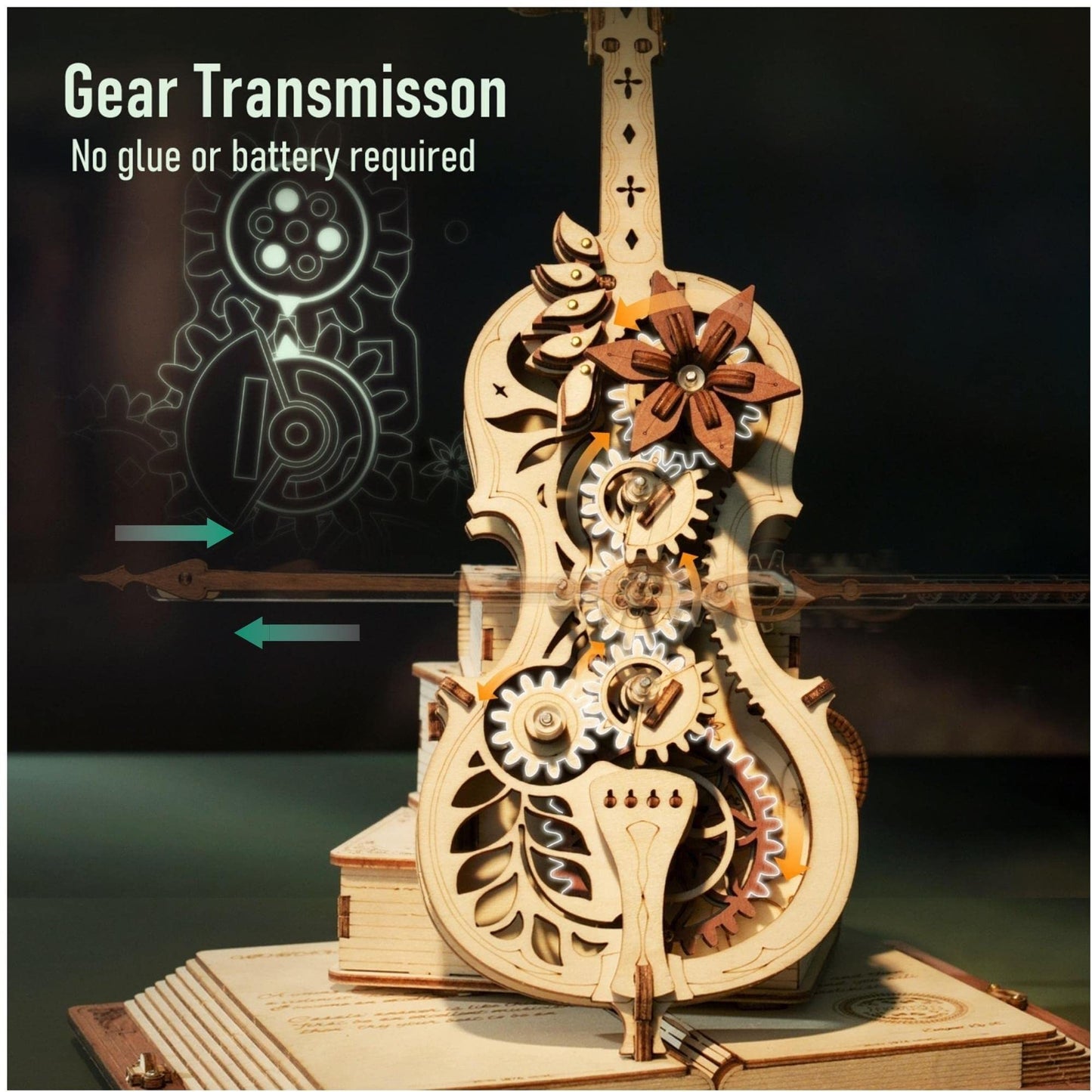 ROKR Magic Cello Mechanical Music Box - Enchanting 3D Wooden Puzzle