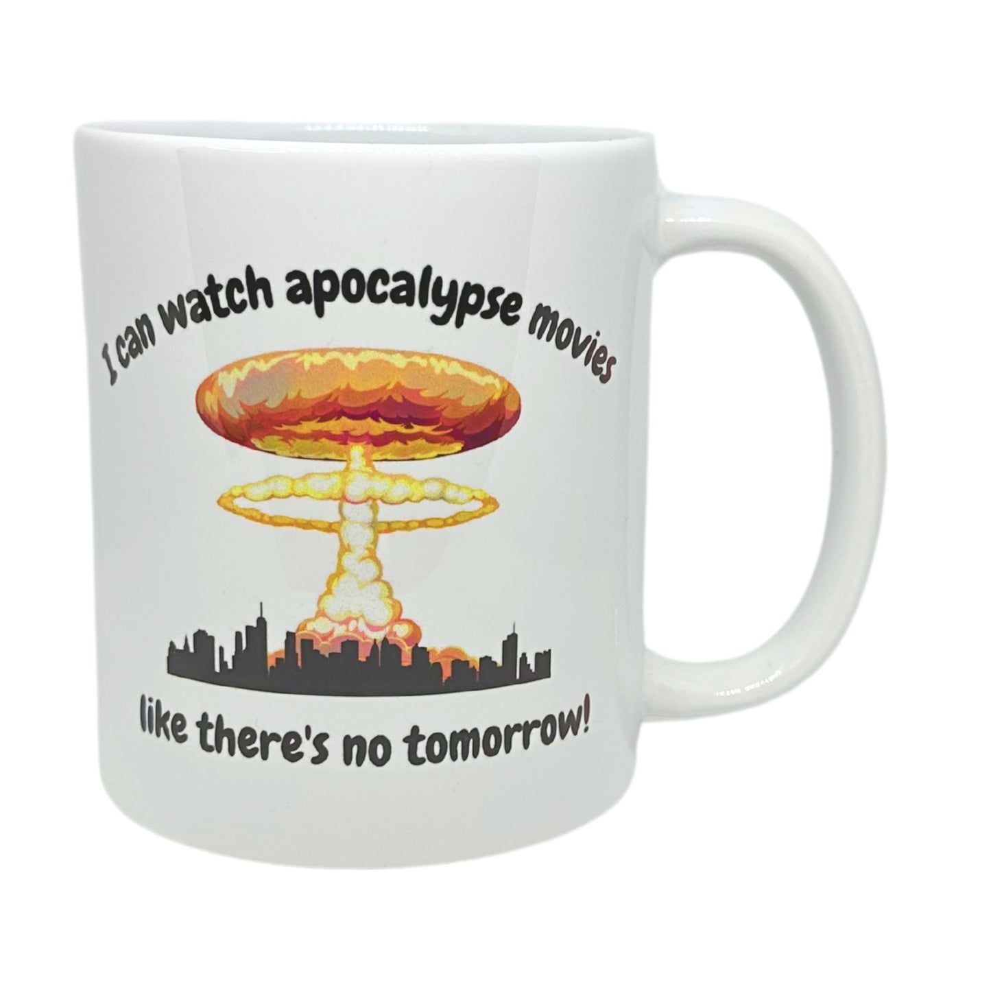 White 11 oz Ceramic Mug with Funny Apocalypse Print