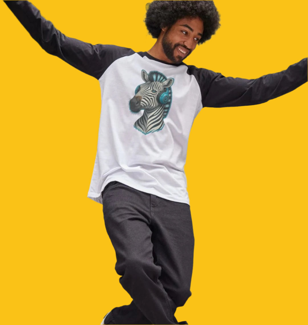 Cool Zebra Baseball T-Shirt for Men