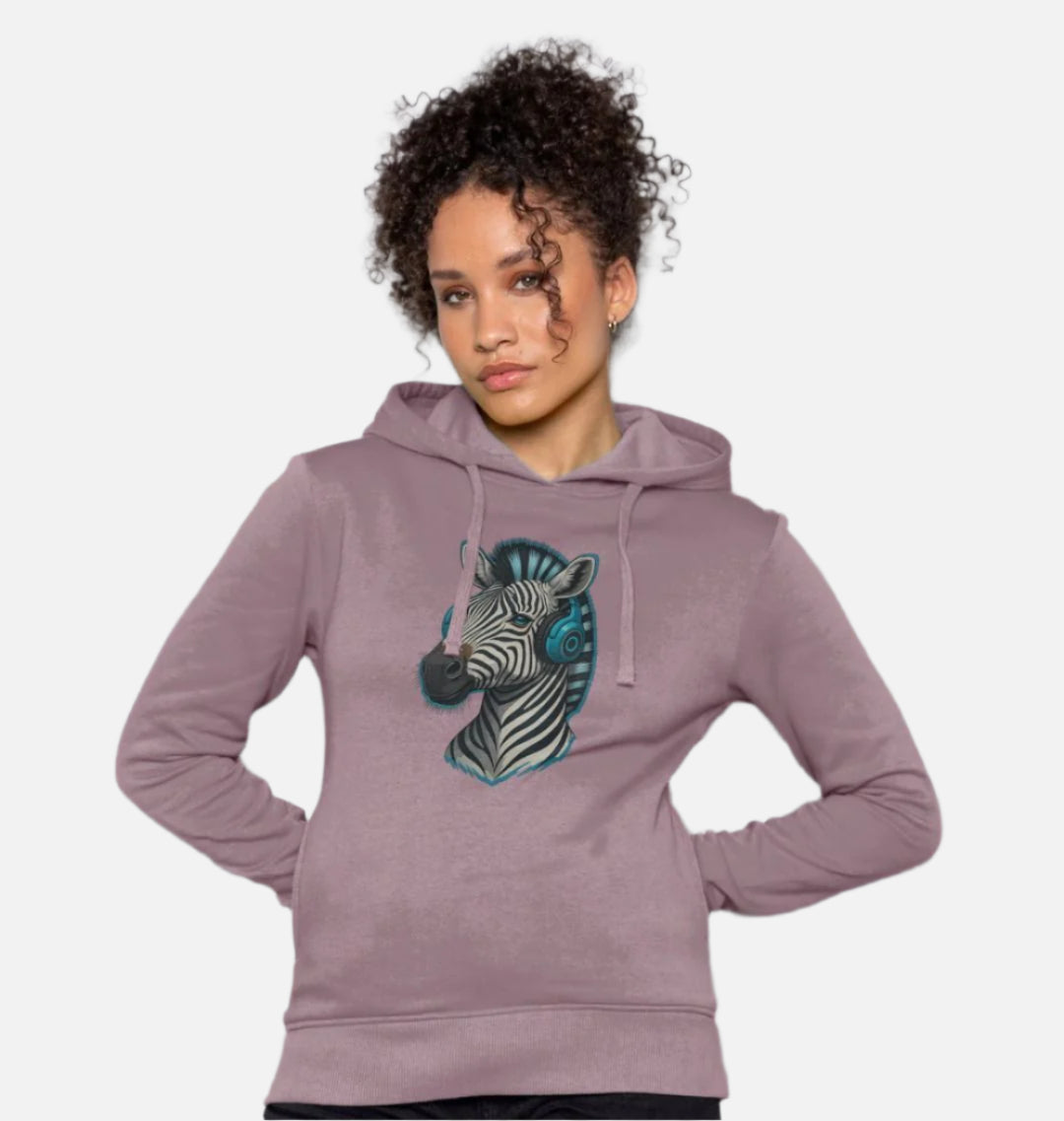 Zebra Organic Cotton Hoodie for Women in Heather Pink