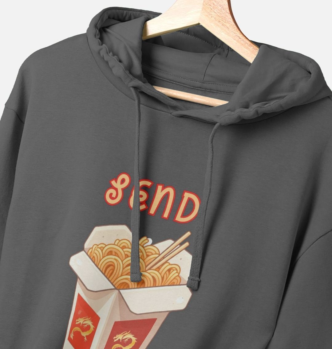 Noodle Around in Style in this 'Send Noods' Organic Cotton Hoodie for Men: A Playful Pun