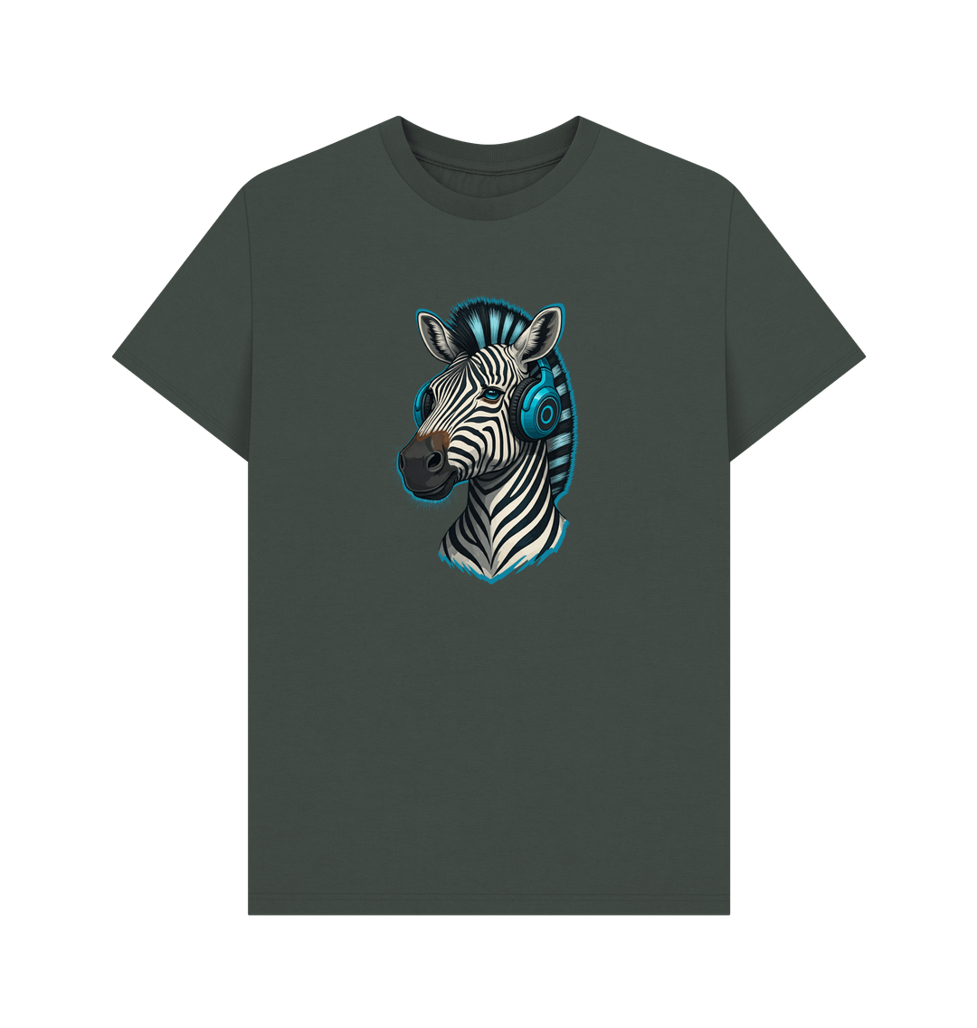 Dark Grey Cool Zebra Organic Cotton T-Shirt for Men