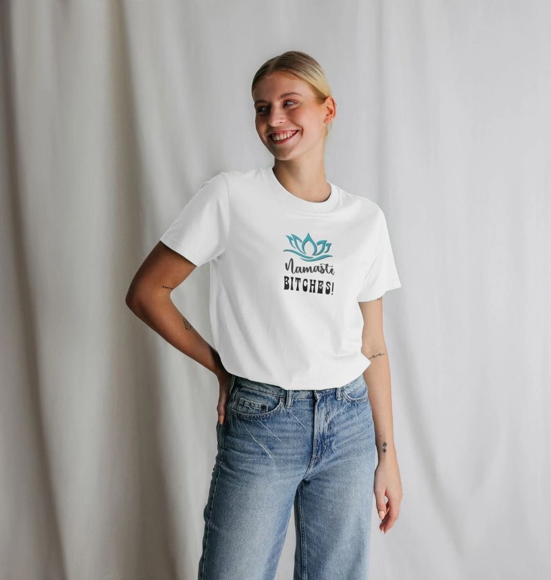 Namaste B!tches: A Zen-Inspired Organic Short-Sleeve T-Shirt for Women