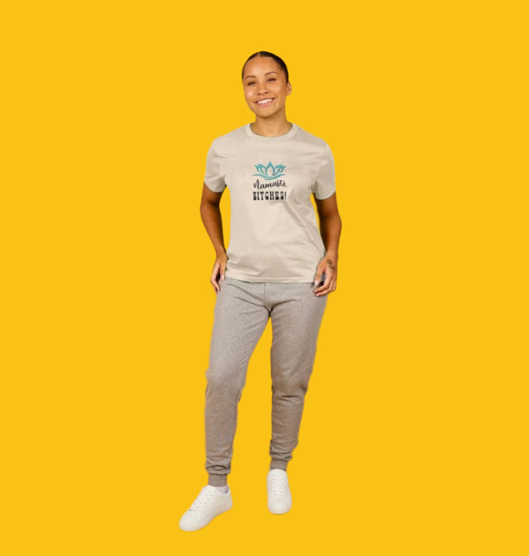 Namaste B!tches: A Zen-Inspired Organic Short-Sleeve T-Shirt for Women