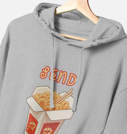 Noodle Around in Style in this 'Send Noods' Organic Cotton Hoodie for Men: A Playful Pun
