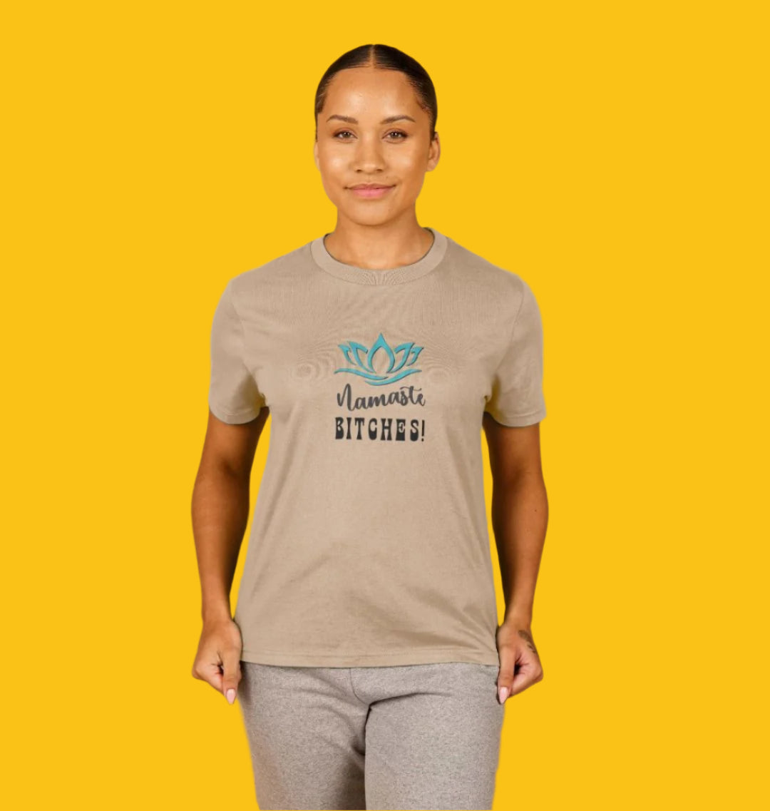 Namaste B!tches: A Zen-Inspired Organic Short-Sleeve T-Shirt for Women