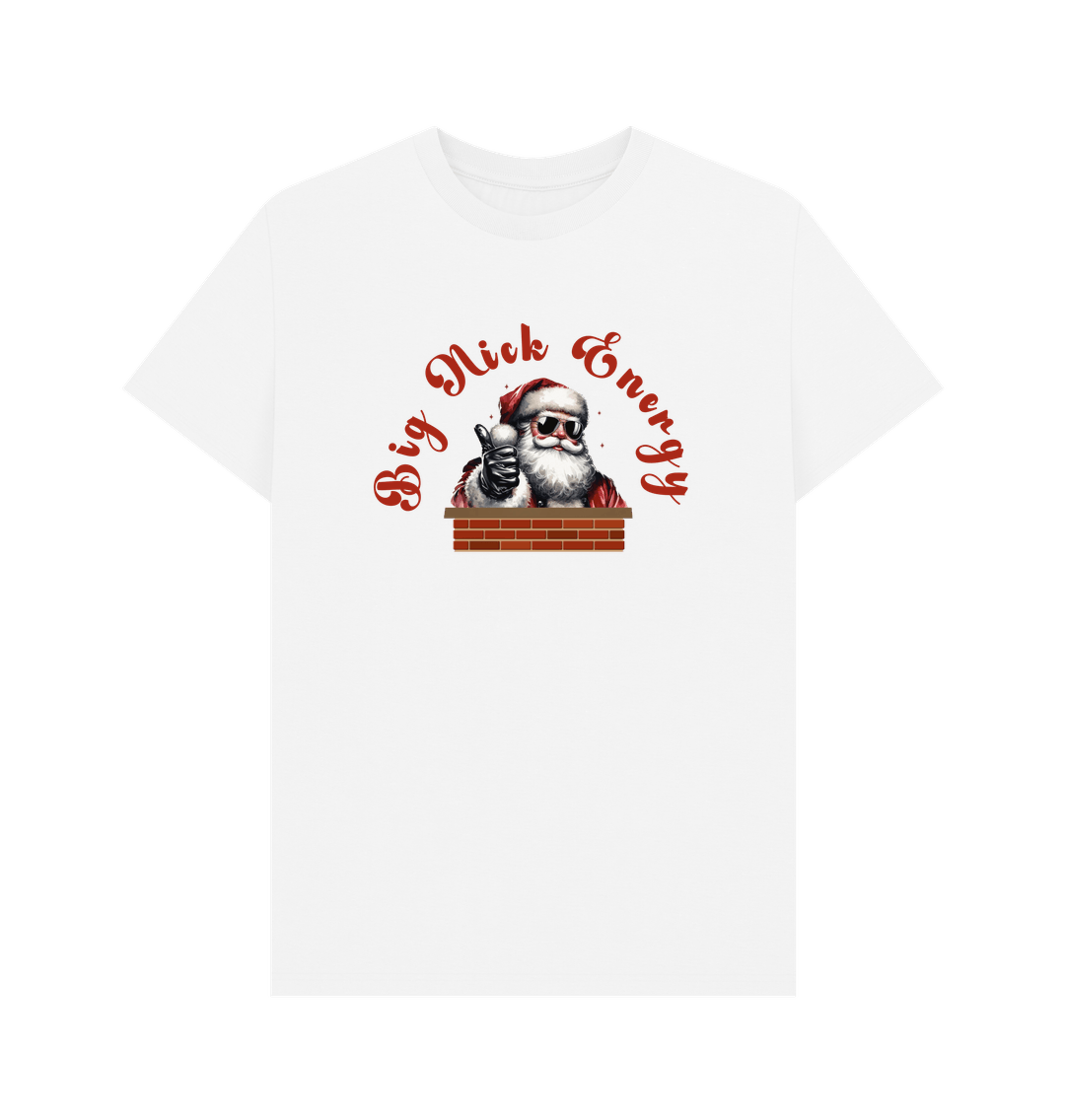 White 'Big Nick Energy' Fun Christmas T-Shirt for Men