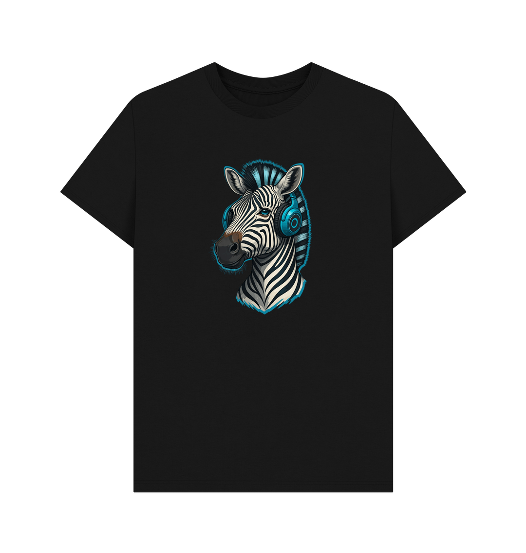 Black Cool Zebra Organic Cotton T-Shirt for Men
