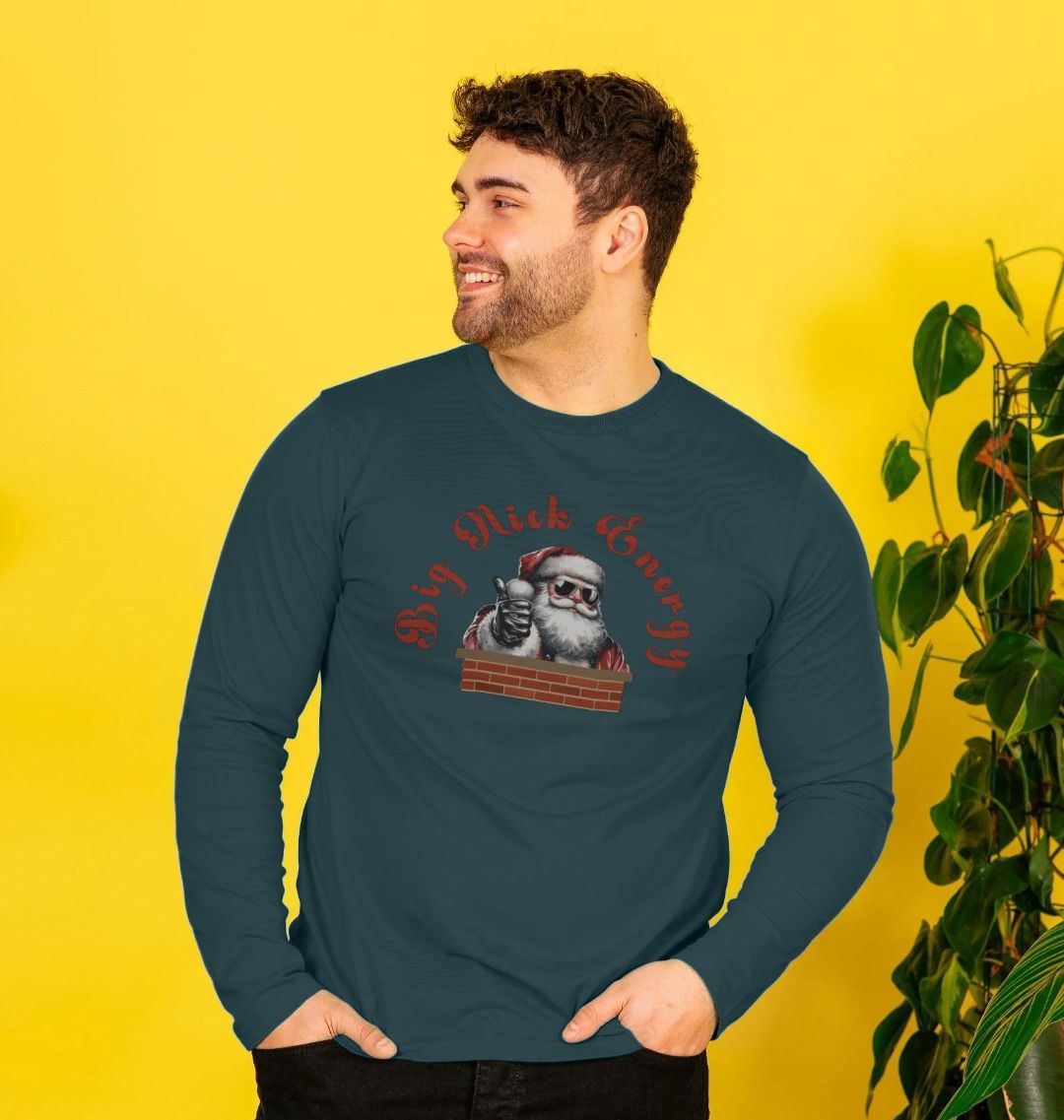 'Big Nick Energy' Fun Christmas Long-sleeved T-Shirt for Men