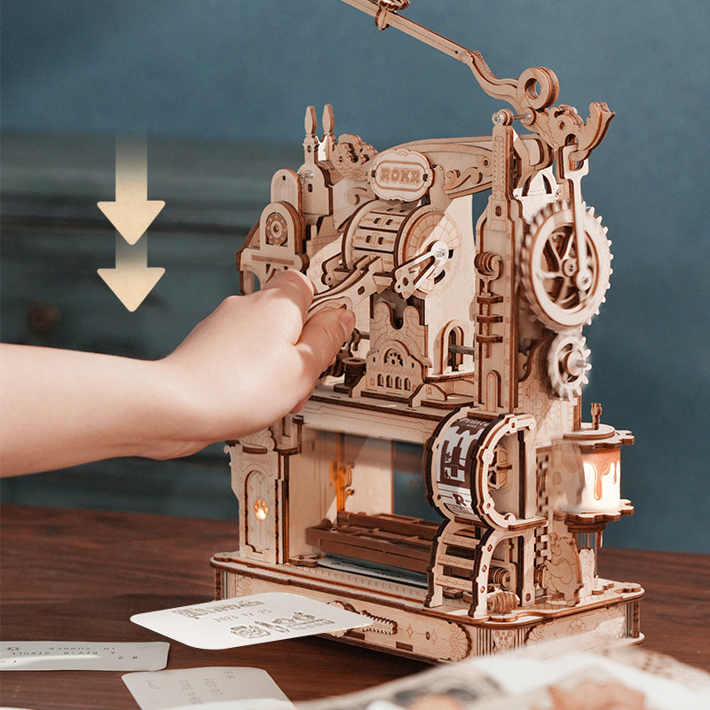 ROKR Classic Printing Press 3D Wooden Model Kit - DIY Working Replica (LK602)