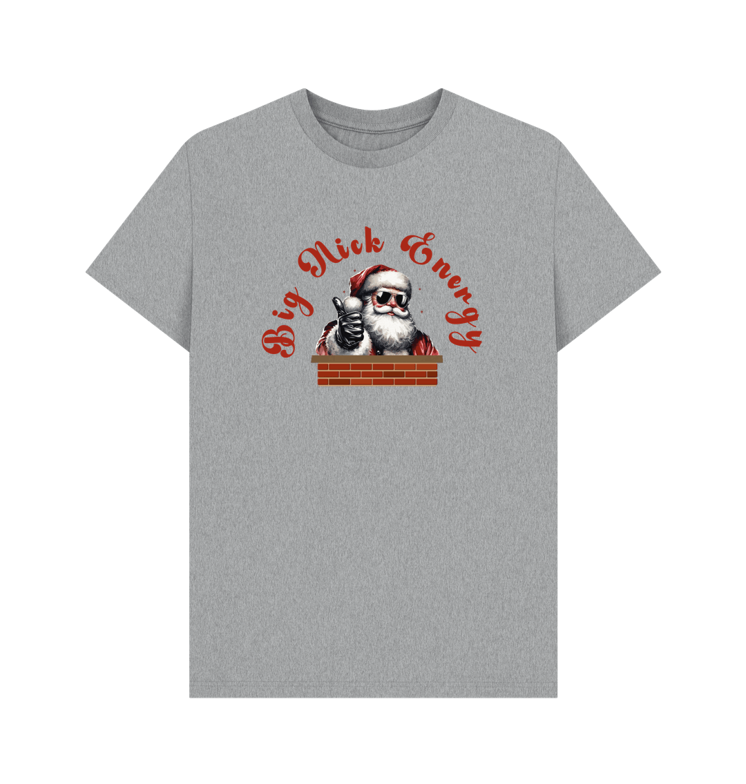 Athletic Grey 'Big Nick Energy' Fun Christmas T-Shirt for Men