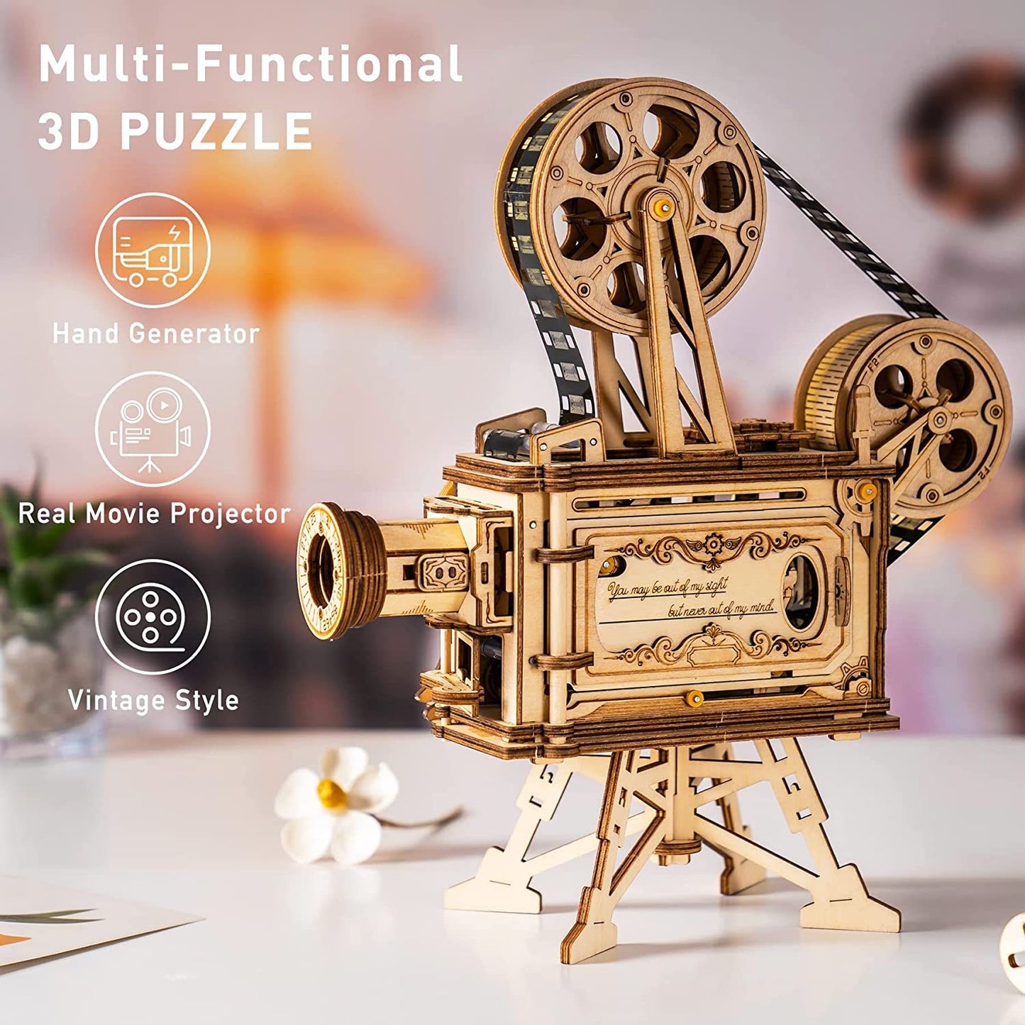 ROKR 3D Wooden Puzzle Vitascope Mechanical Building Kit Movie Projector