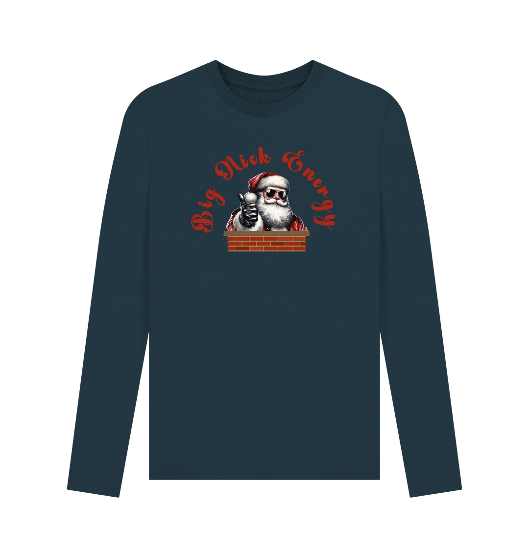Denim Blue 'Big Nick Energy' Fun Christmas Long-sleeved T-Shirt for Men