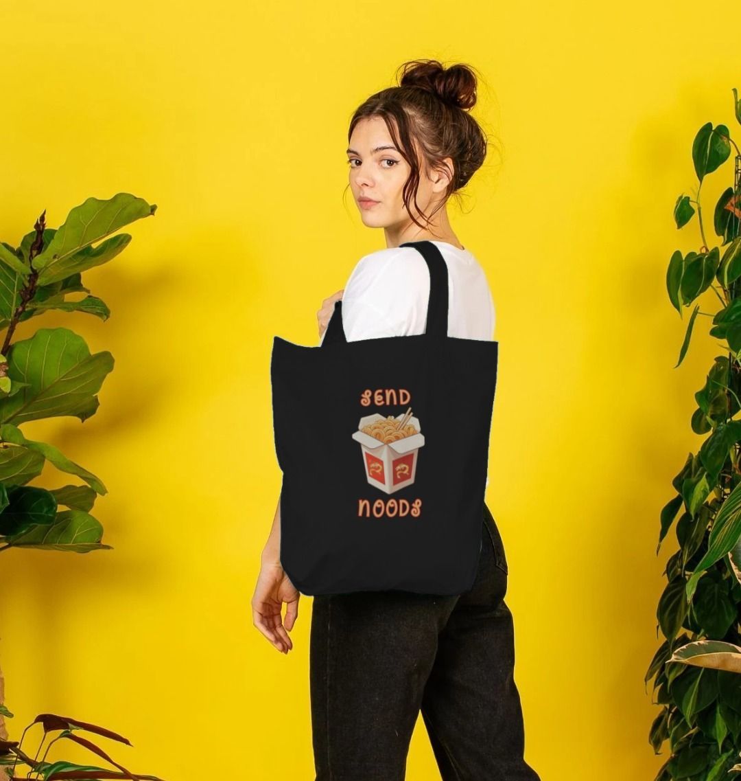 Noodle Around in Style in this 'Send Noods' Organic Cotton Shopper Tote Bag: A Playful Pun