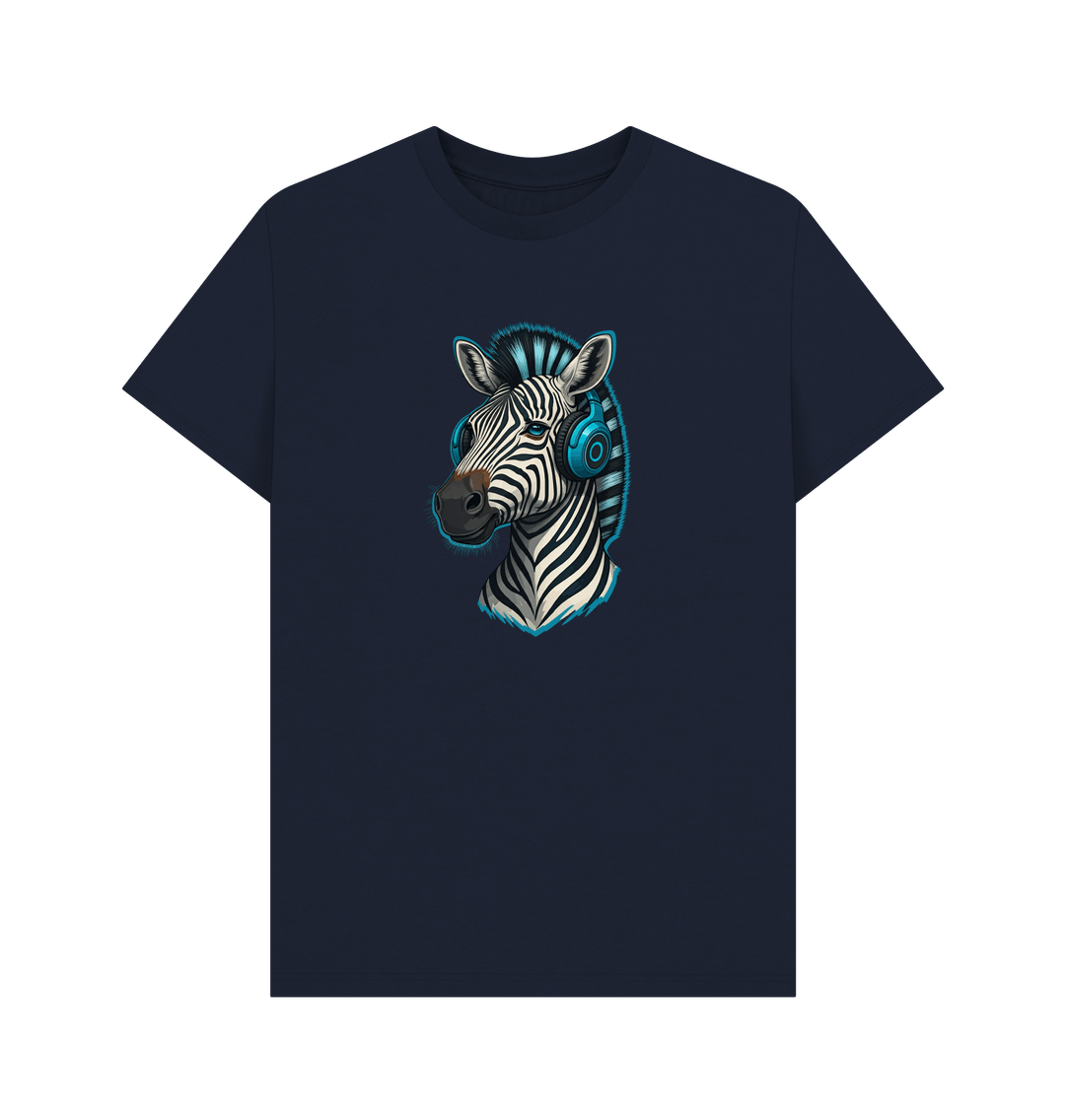 Navy Blue Cool Zebra Organic Cotton T-Shirt for Men