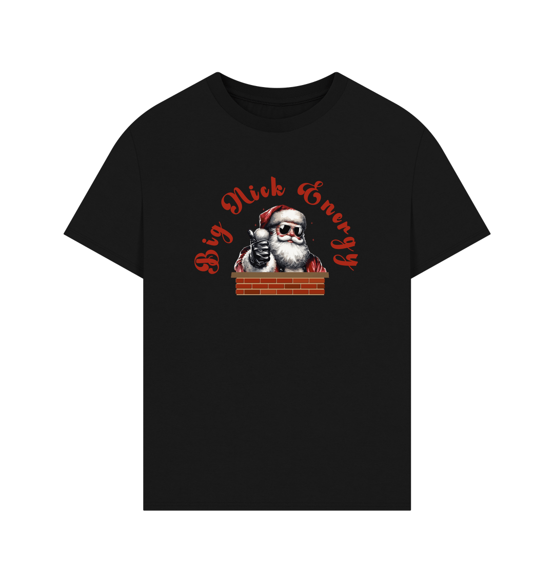 Black 'Big Nick Energy' Fun Christmas Oversized T-Shirt for Men