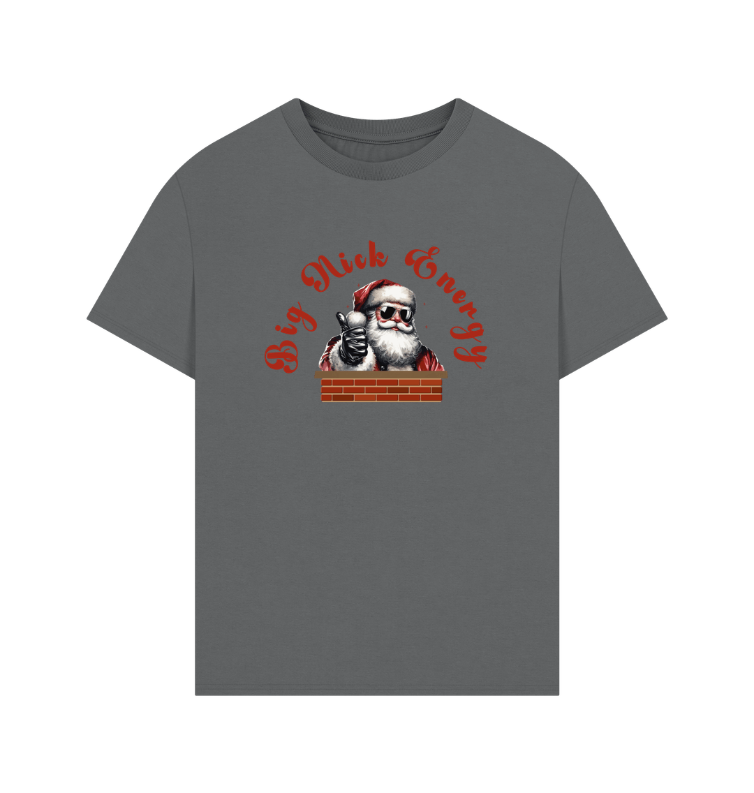 Slate Grey 'Big Nick Energy' Fun Christmas Oversized T-Shirt for Men