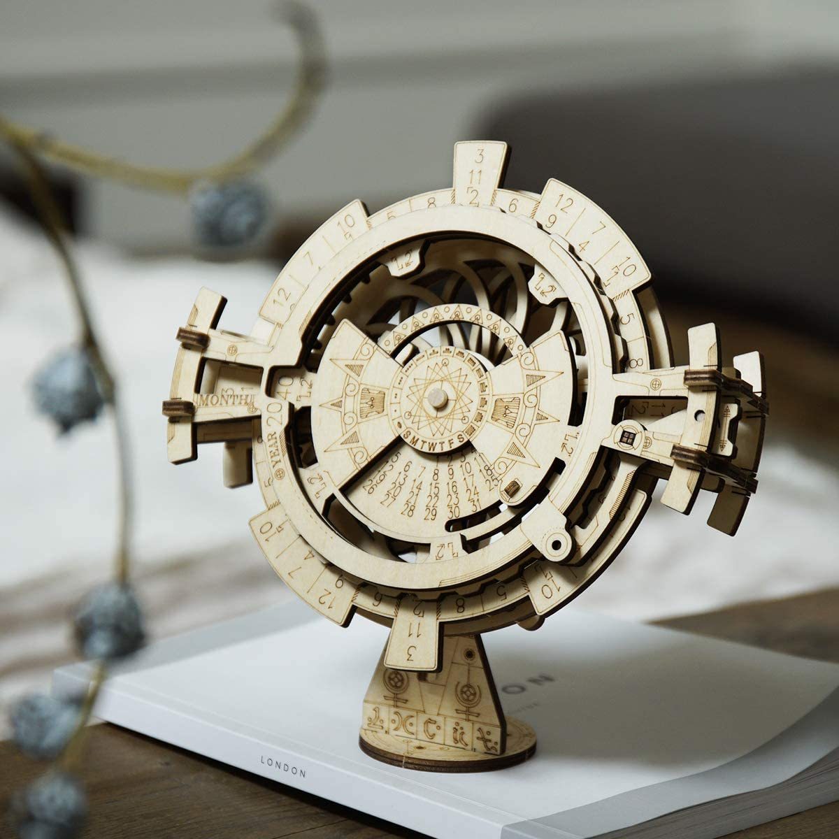 ROKR Perpetual Calendar 3D Wooden Puzzle - DIY Mechanical Model Kit (27pcs)