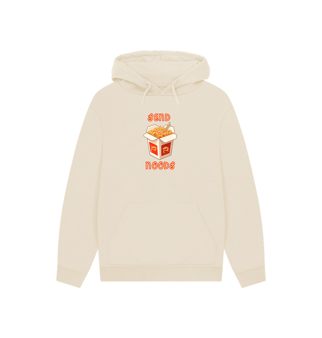 Oat Noodle Around in Style in this 'Send Noods' Unisex Kangaroo Pocket Organic Cotton Hoodie: A Playful Pun