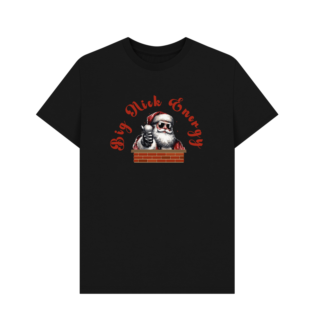 Black 'Big Nick Energy' Fun Christmas T-Shirt for Men