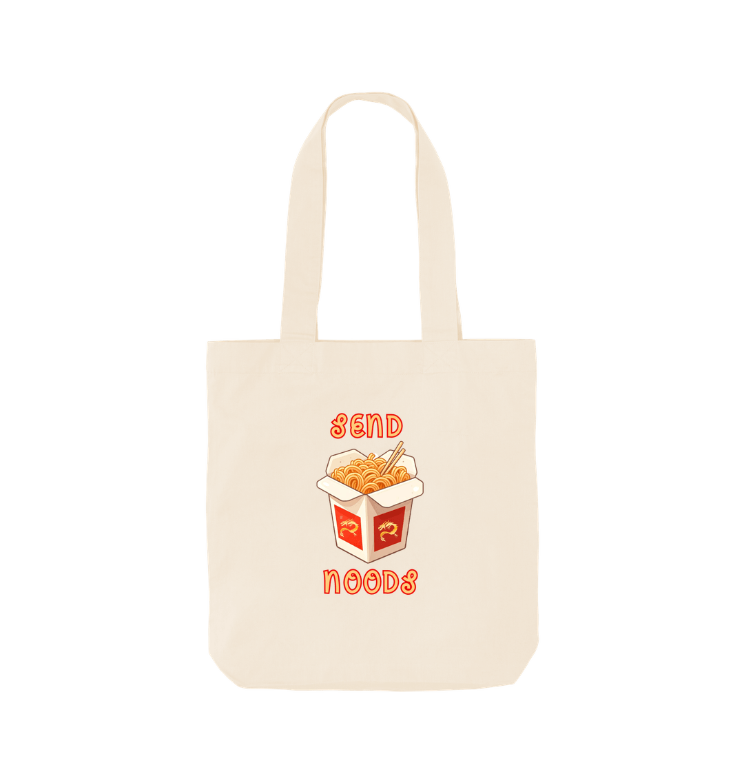 Natural Noodle Around in Style in this 'Send Noods' Organic Cotton Shopper Tote Bag: A Playful Pun