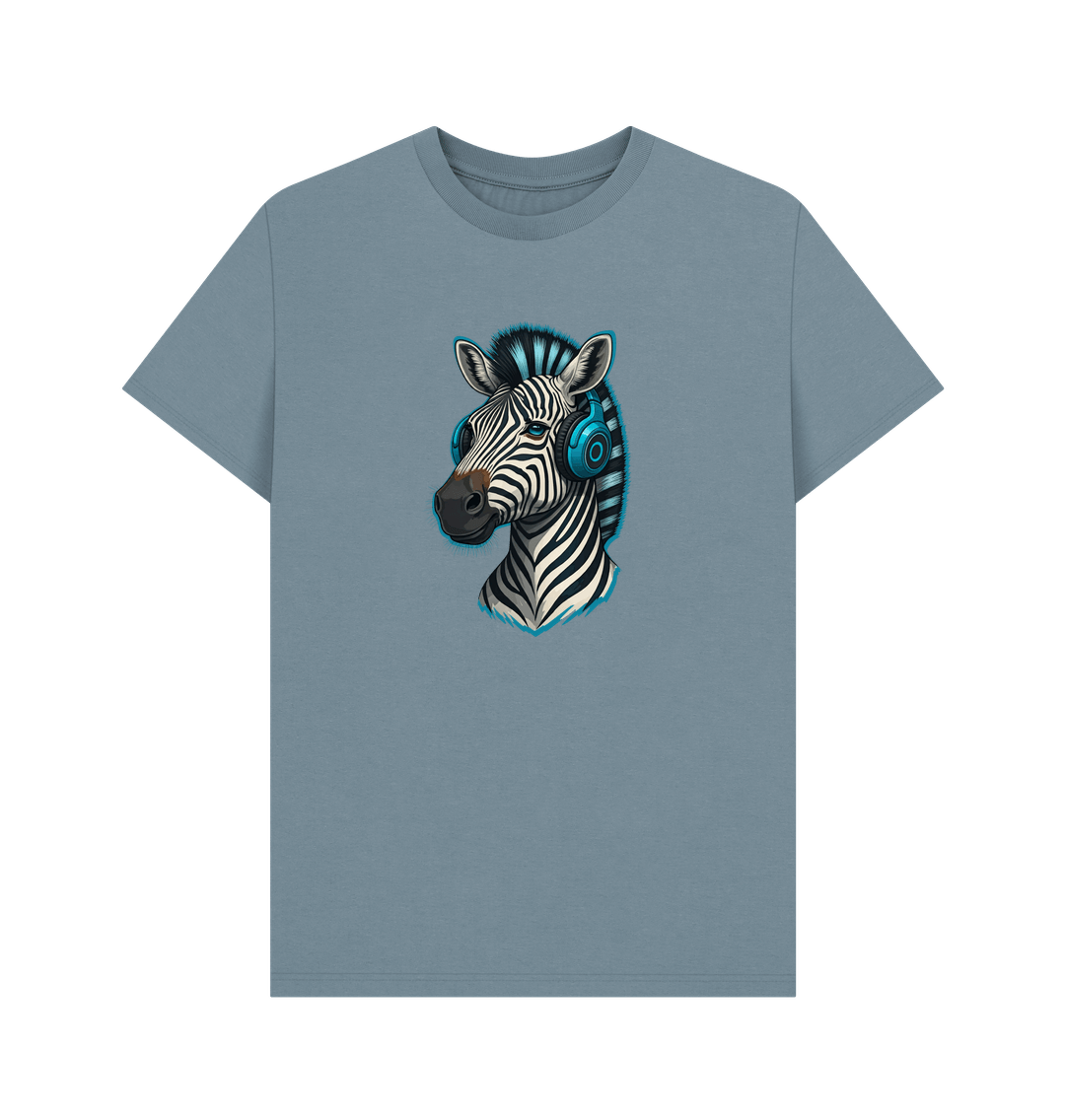 Stone Blue Cool Zebra Organic Cotton T-Shirt for Men