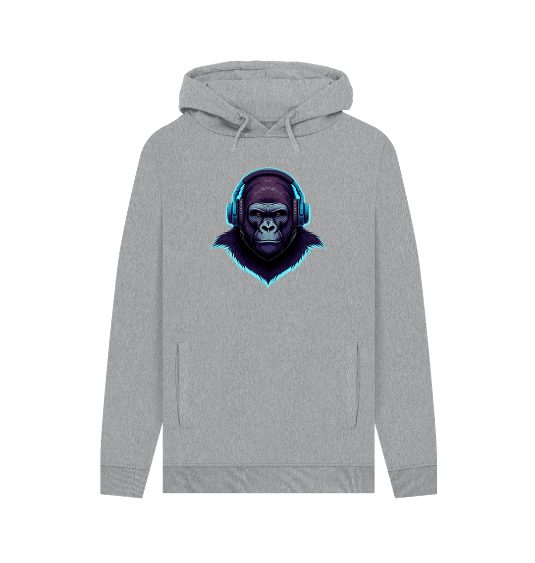 Light Heather Sonic Simian - Groovy Gorilla Organic Cotton Hoodie for Men