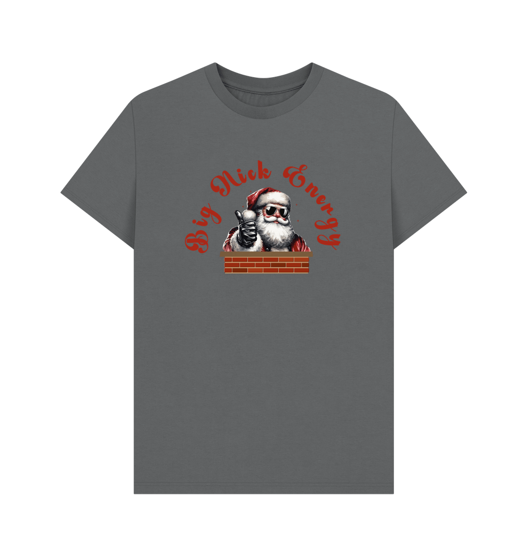 Slate Grey 'Big Nick Energy' Fun Christmas T-Shirt for Men