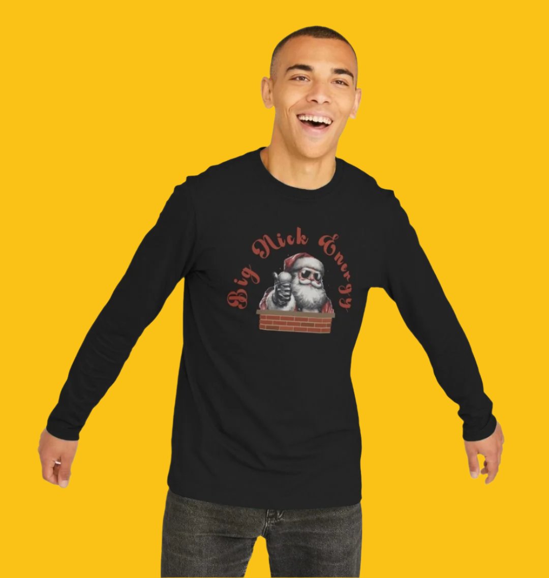 'Big Nick Energy' Fun Christmas Long-sleeved T-Shirt for Men