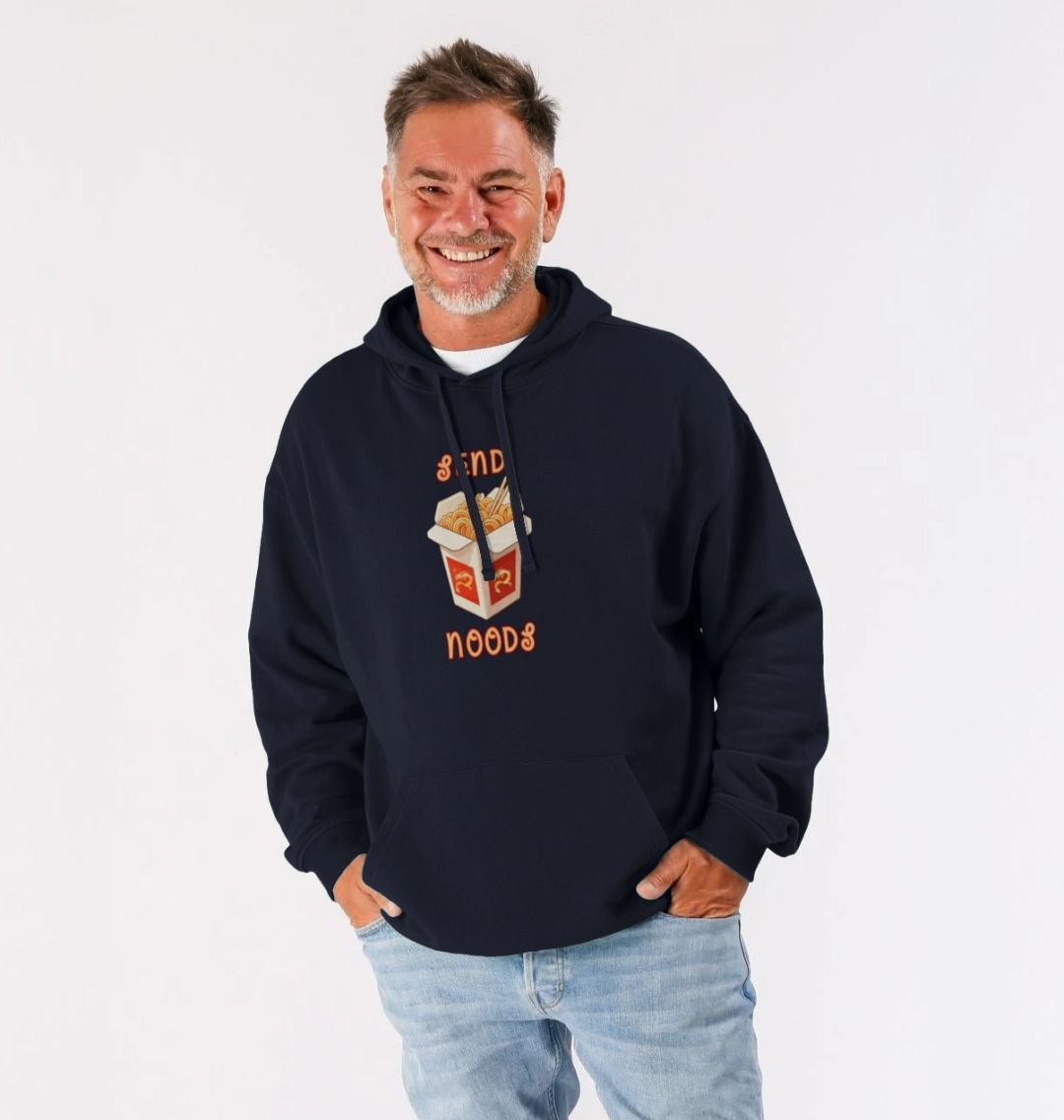 Noodle Around in Style in this 'Send Noods' Unisex Kangaroo Pocket Organic Cotton Hoodie: A Playful Pun