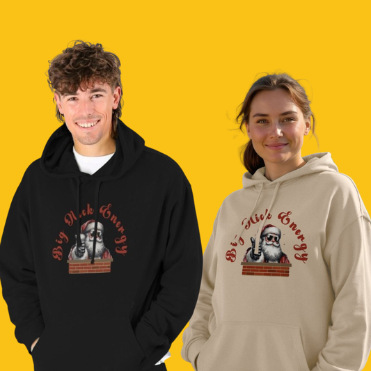 'Big Nick Energy' Fun Christmas Unisex Kangaroo Pocket Organic Cotton Hoodie