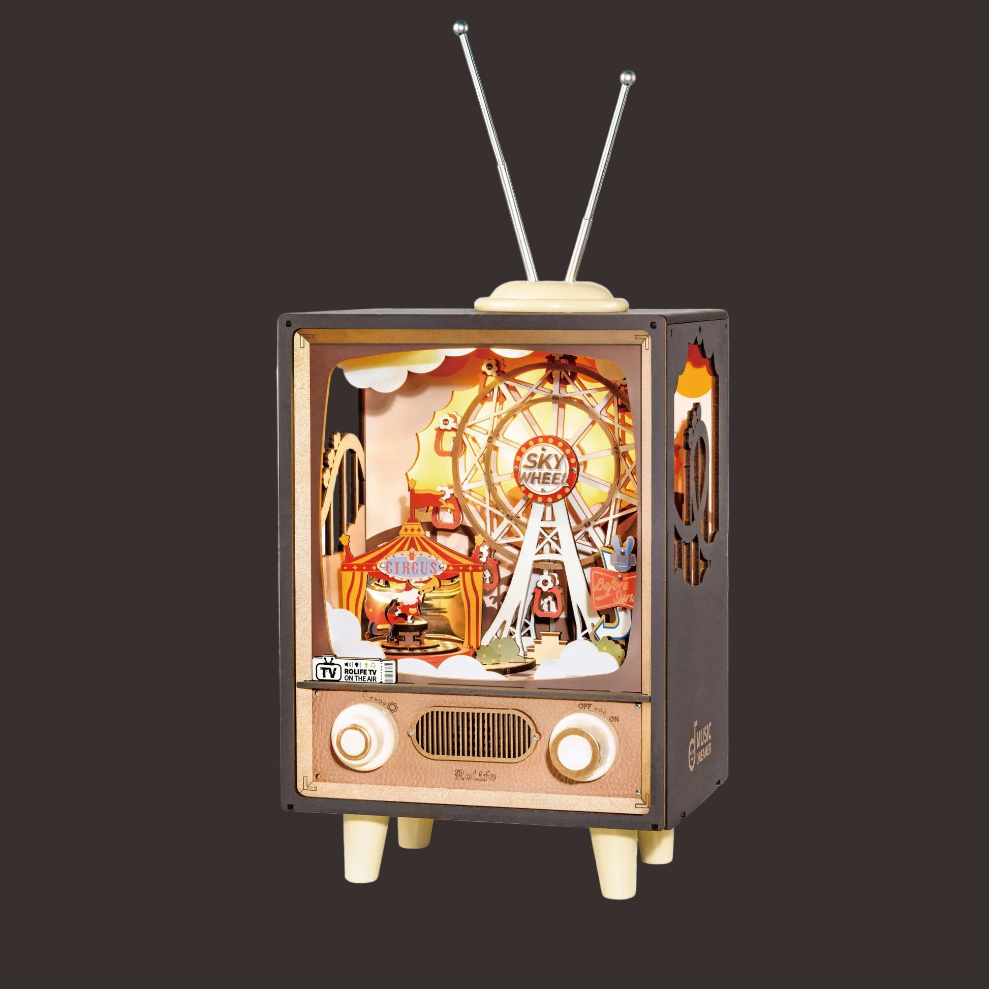 Robotime Rolife Sunset Carnival Music Boxes With Lights