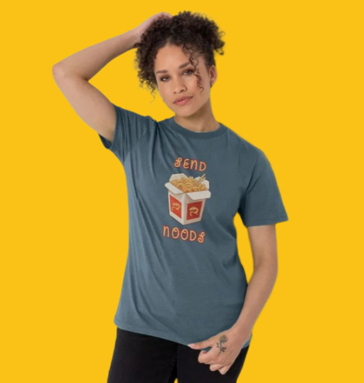 Send Noods Cotton T-Shirt for Women in Stone Blue