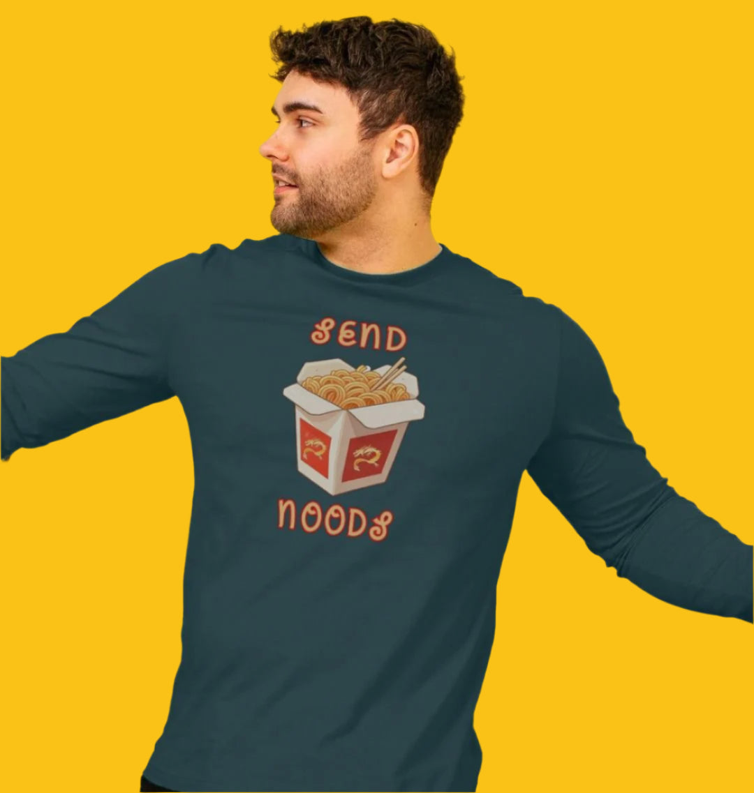 Send Noods Long Sleeve T-Shirt in Denim Blue