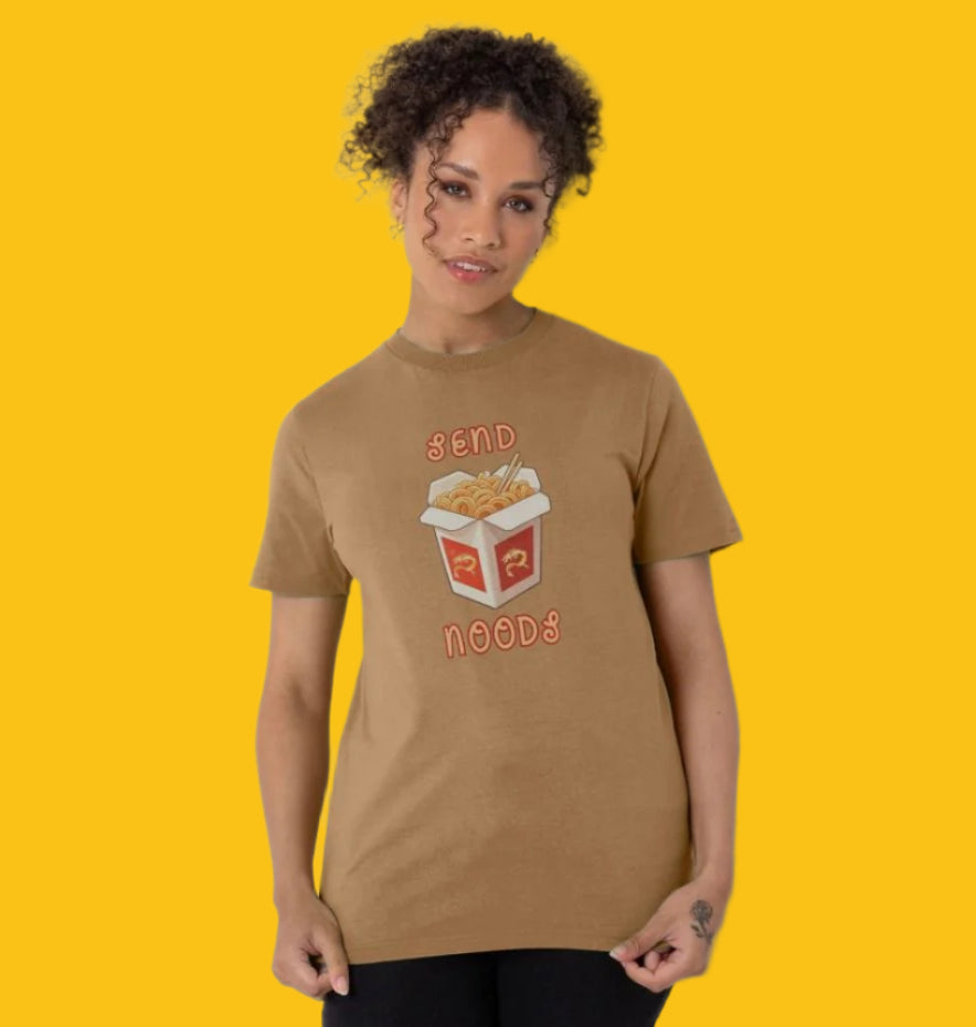 Noodle Around in Style in this 'Send Noods' Organic Cotton T-Shirt for Women: A Playful Pun