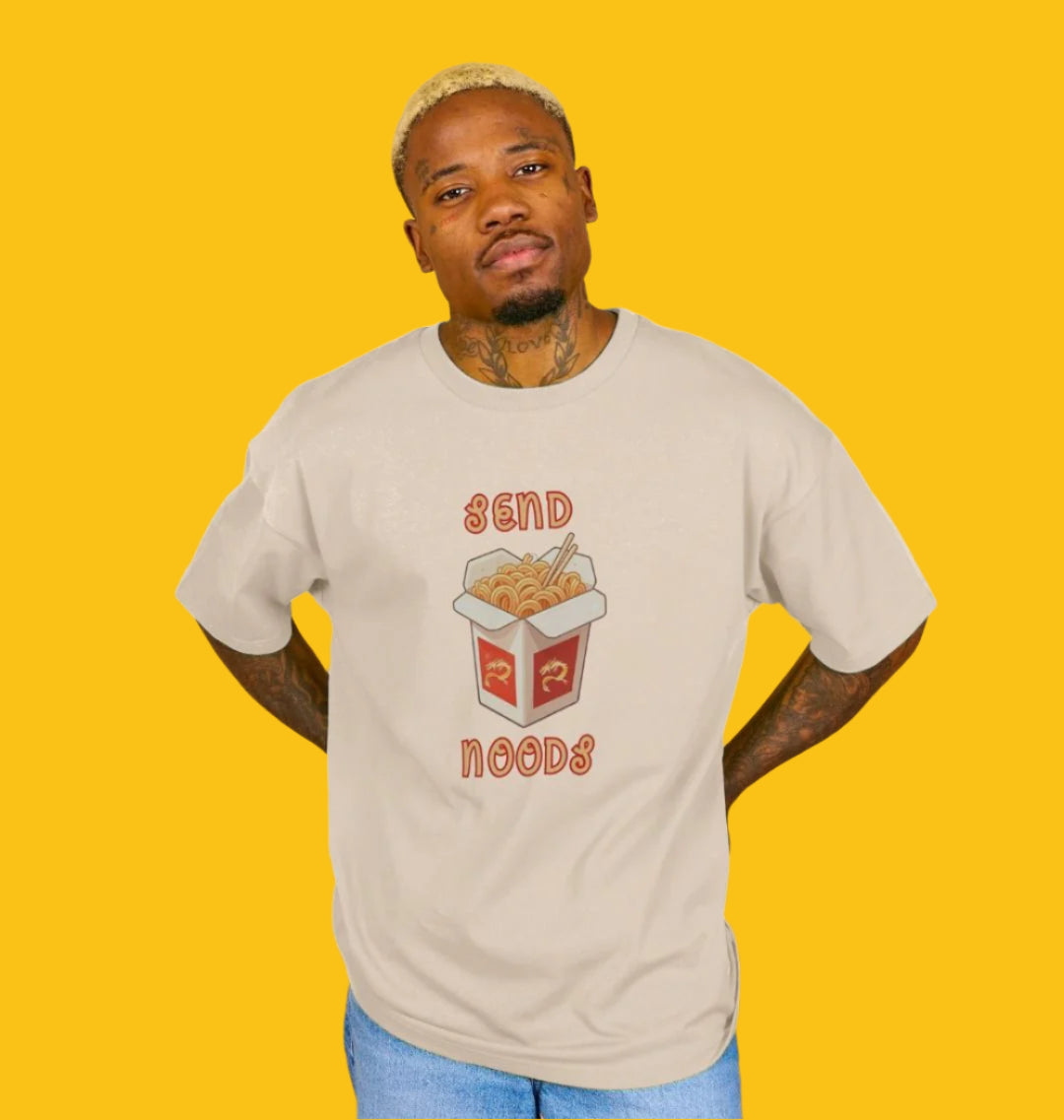 Send Noods Oversized Organic Cotton T-Shirt for Men in Oat
