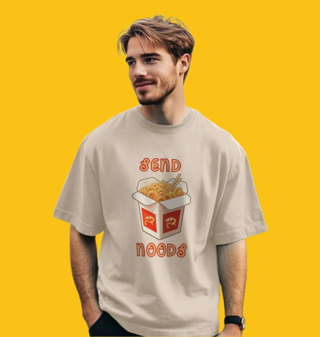 Send Noods Oversized Organic T-Shirt for Men in Oat