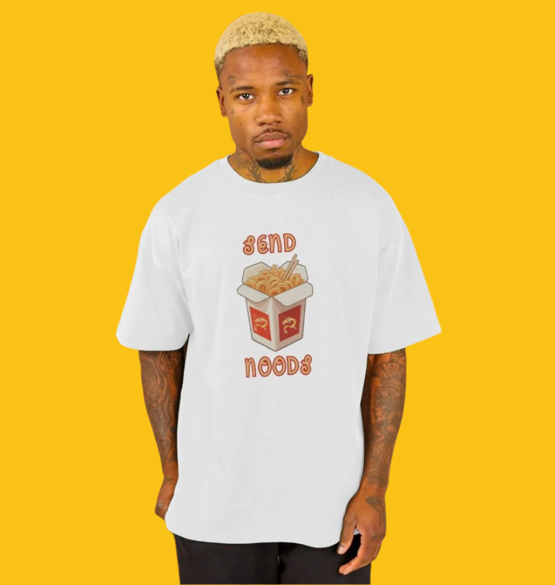 Send Noods Oversized Organic T-Shirt for Men in White