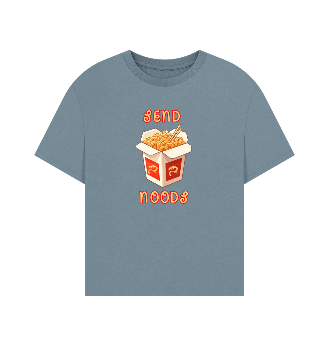 Stone Blue Send Noods Organic Cotton T-Shirt for Women