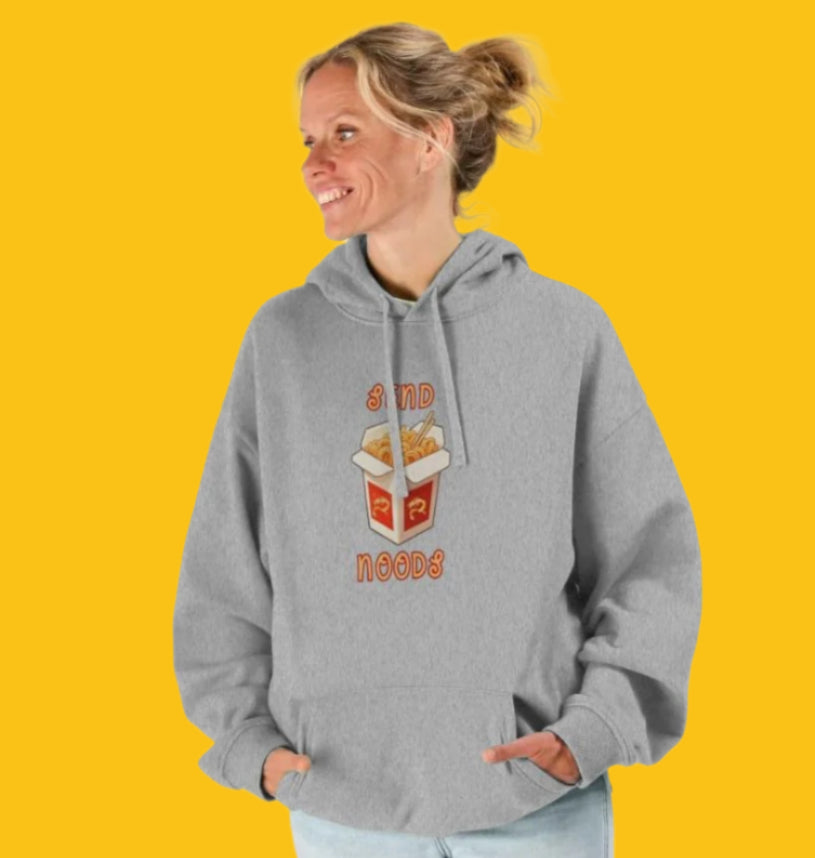 Unisex Send Noods Organic Cotton Hoodie in Grey