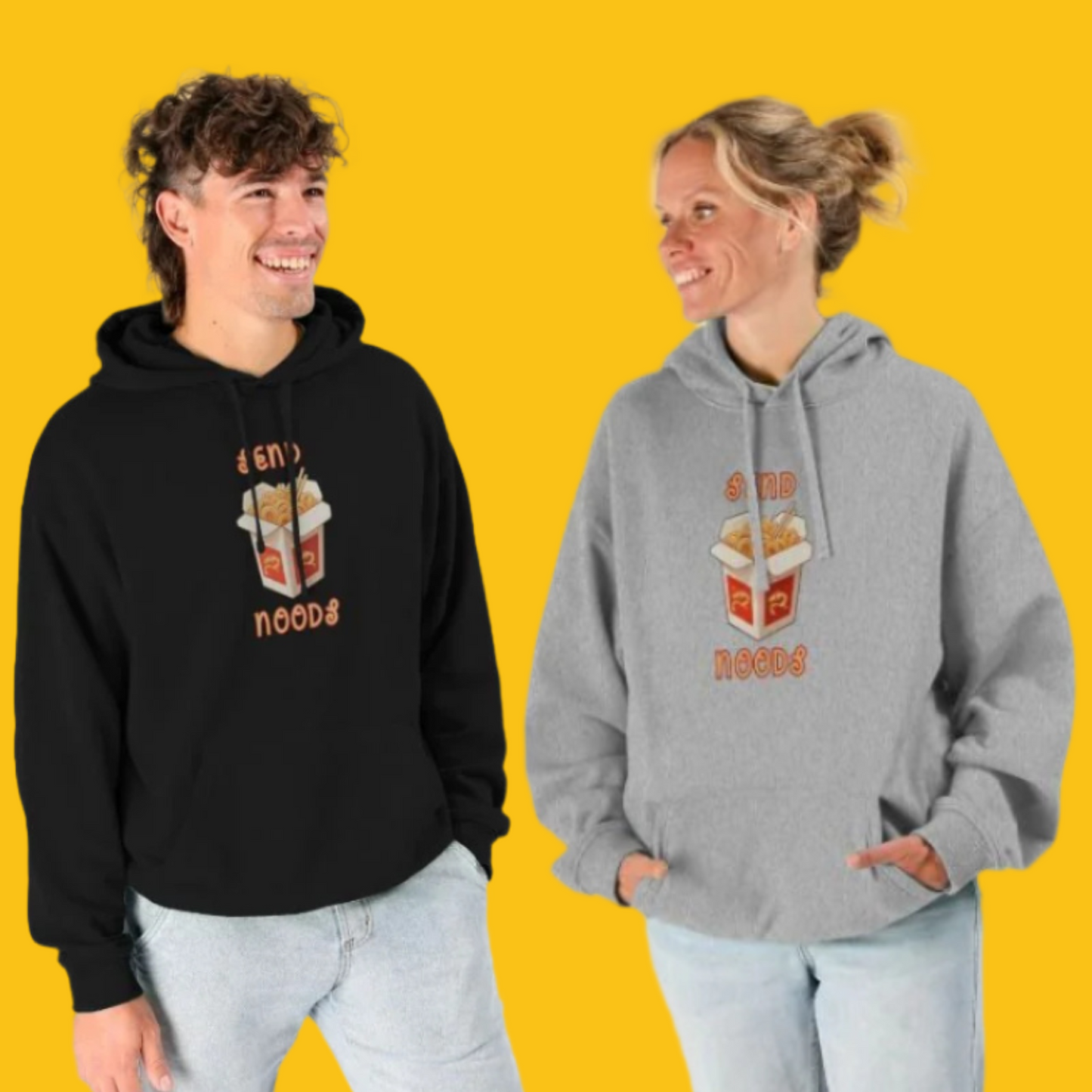 Noodle Around in Style in this 'Send Noods' Unisex Kangaroo Pocket Organic Cotton Hoodie: A Playful Pun