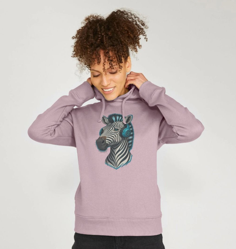 Zebra Organic Cotton Hoodie for Women in Pink