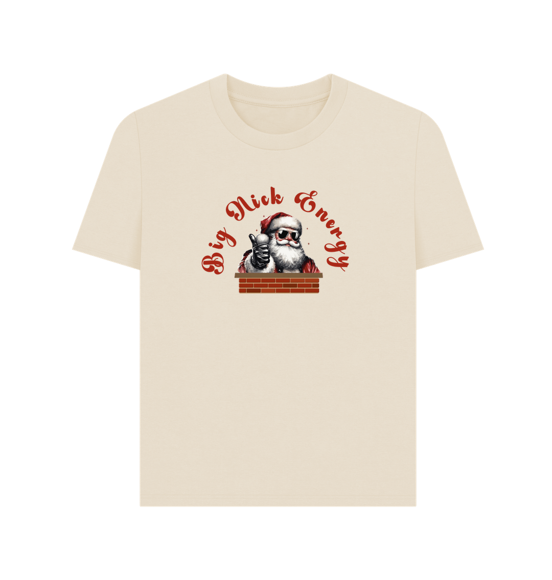 Oat 'Big Nick Energy' Fun Christmas Organic Cotton T-Shirt for Women