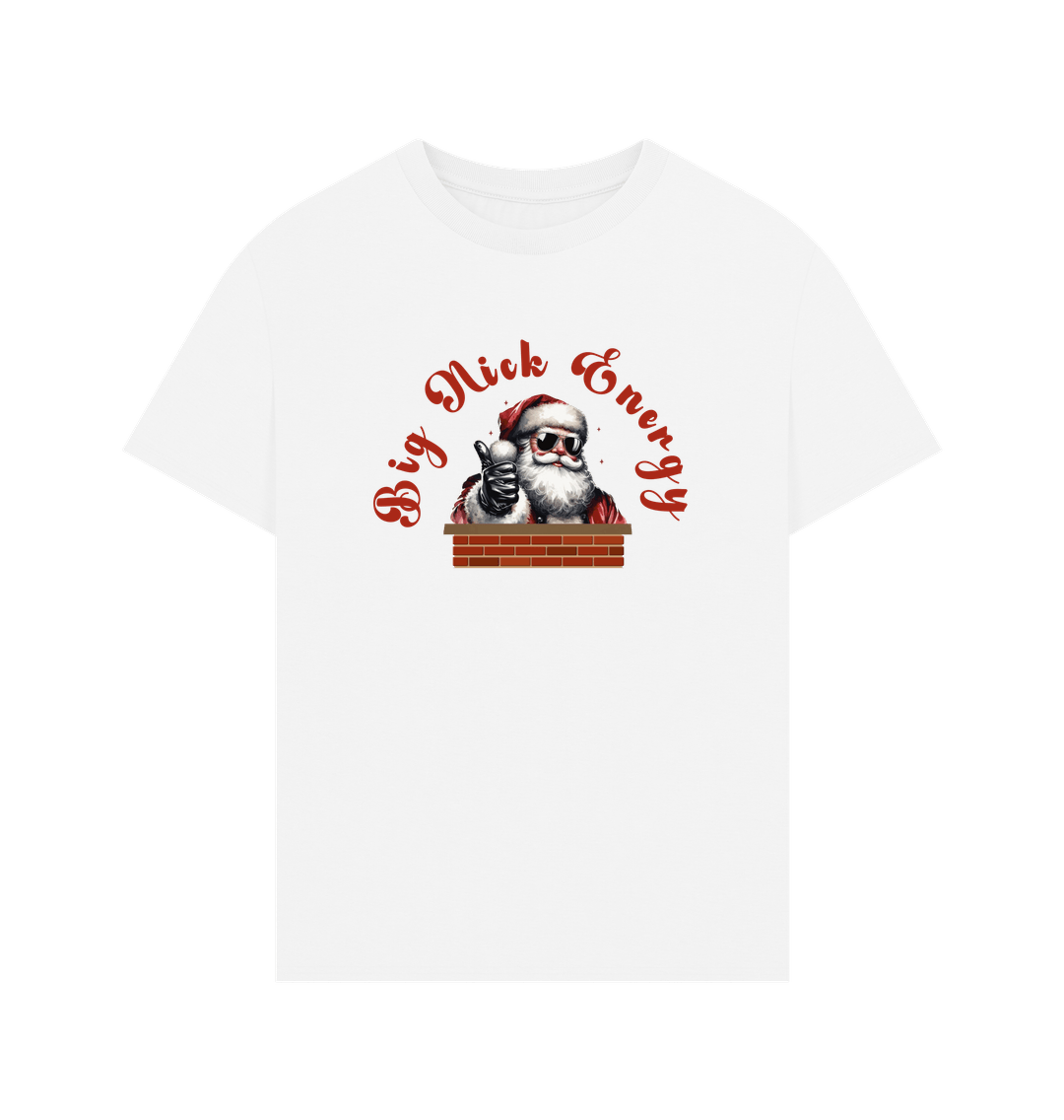 White 'Big Nick Energy' Fun Christmas Oversized T-Shirt for Men