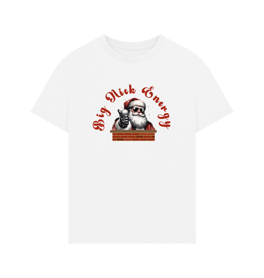 White 'Big Nick Energy' Fun Christmas Oversized T-Shirt for Men