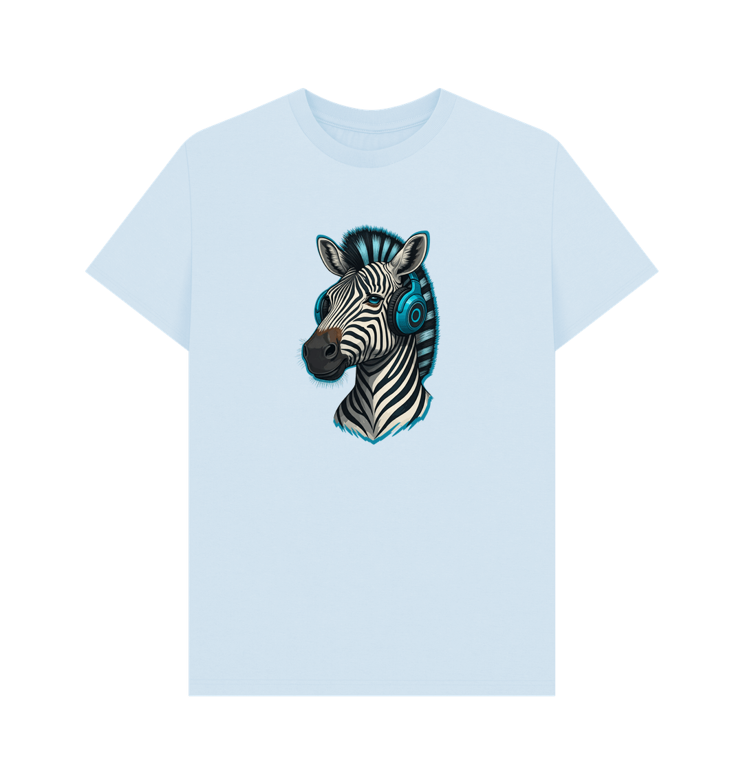Sky Blue Cool Zebra Organic Cotton T-Shirt for Men
