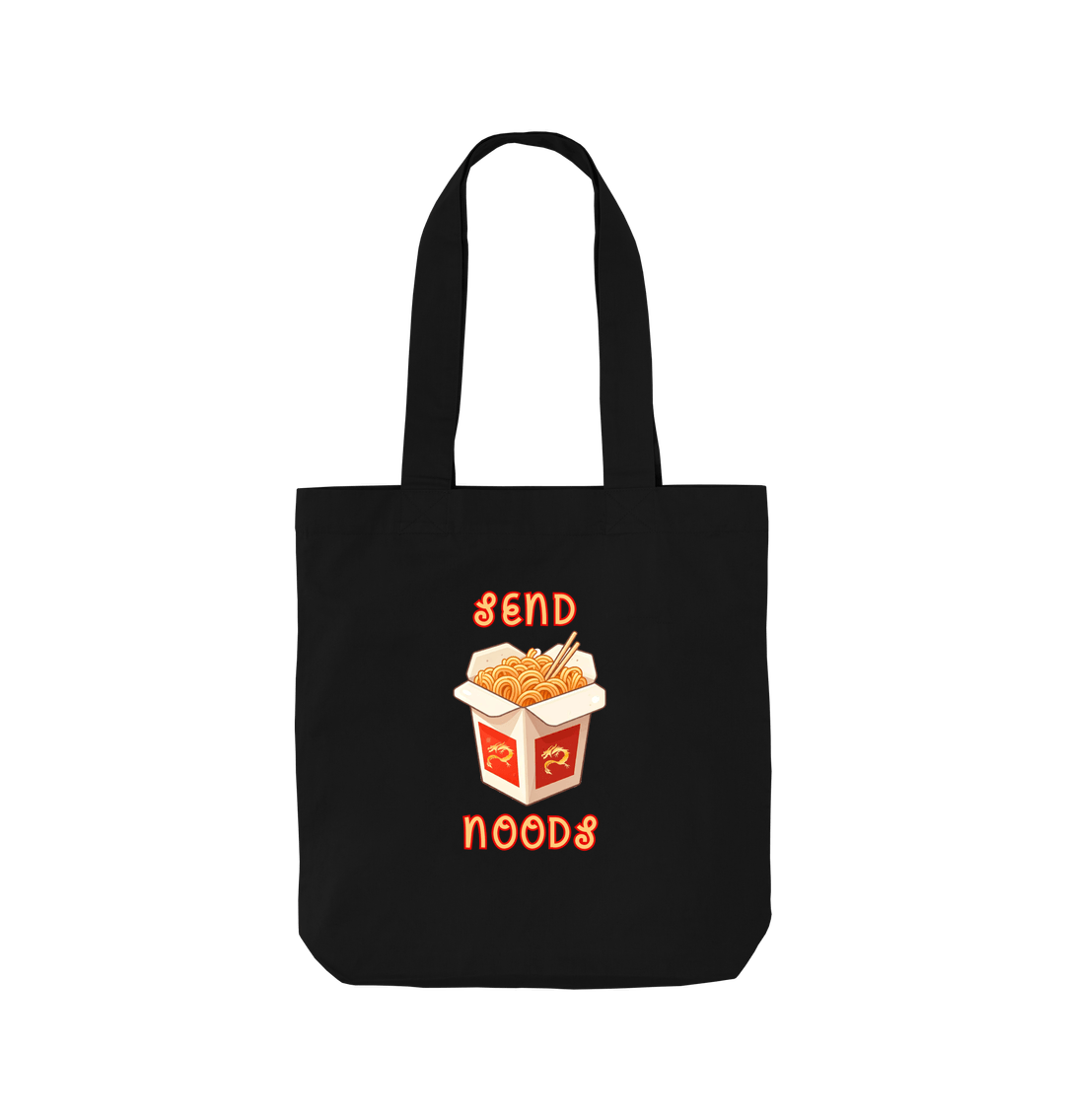 Black Noodle Around in Style in this 'Send Noods' Organic Cotton Shopper Tote Bag: A Playful Pun