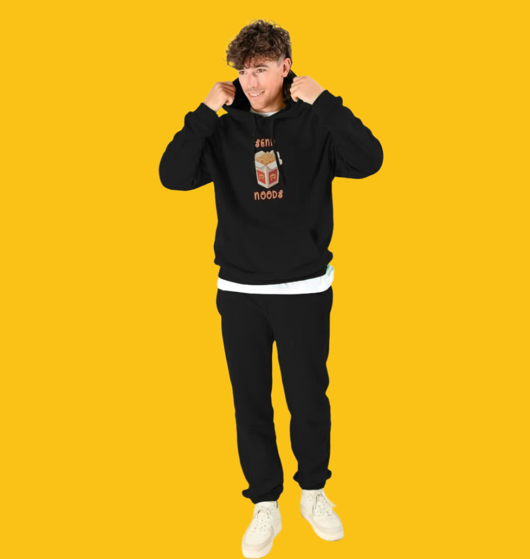 Noodle Around in Style in this 'Send Noods' Unisex Kangaroo Pocket Organic Cotton Hoodie: A Playful Pun